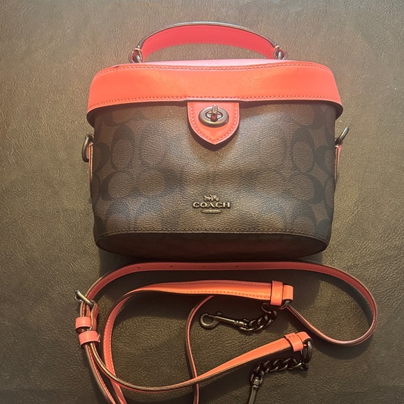 Coach Handbags - Coach Crossbody Bag in Brown and Peach only used once to a game